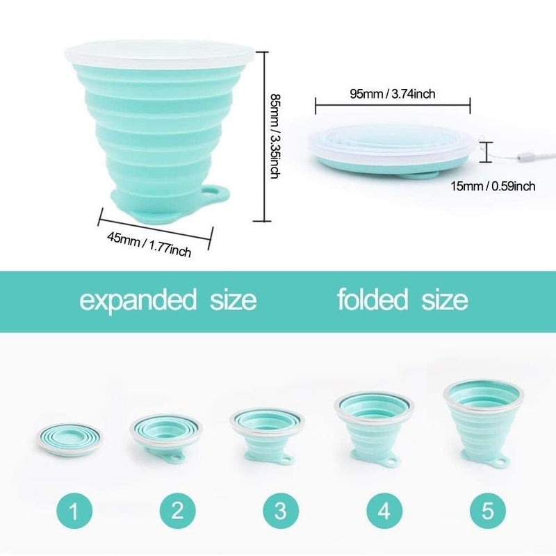 IYYI Collapsible Cups for Traveling, Silicone Collapsible Cups, Camping Mugs, Foldable Cup, Folding Cup for Camping, Hiking, Outdoors, Travel (Gray-Green) - Image 3